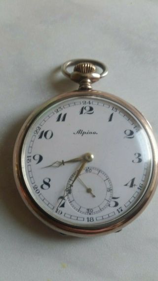 Alpina Solid Silver Pocket Watch