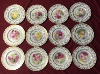 Antique Royal Doulton 10 1/2 " Dinner Plates - Set Of 12 Made In England Signed