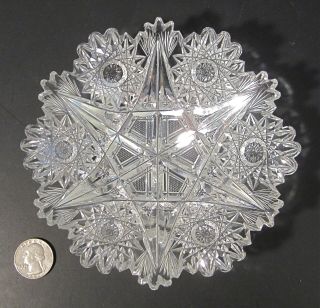 Antique Libbey American Brilliant Cut Glass Kimberly 6 " Crystal Plate Dish Abp