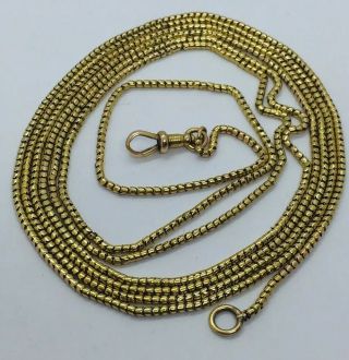 Antique Victorian 14k Yellow Long Watch Chain Necklace 58”