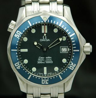 Omega Seamaster 300m Mid - Size Professional 007 Blue Diver Quartz Watch 2561.  80.  0