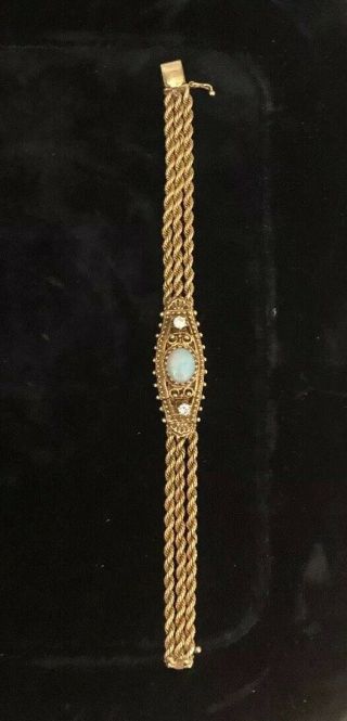 Mathey Tissot Vintage Solid 14k Gold Opal Diamond Automatic Ladies Watch
