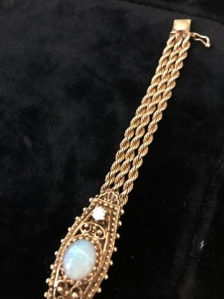 Mathey Tissot Vintage Solid 14k Gold Opal Diamond Automatic Ladies Watch 2