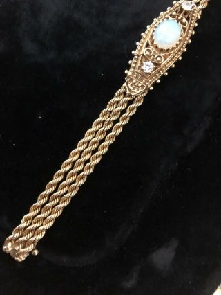 Mathey Tissot Vintage Solid 14k Gold Opal Diamond Automatic Ladies Watch 3