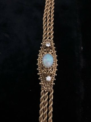 Mathey Tissot Vintage Solid 14k Gold Opal Diamond Automatic Ladies Watch 4