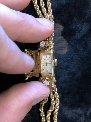 Mathey Tissot Vintage Solid 14k Gold Opal Diamond Automatic Ladies Watch 5
