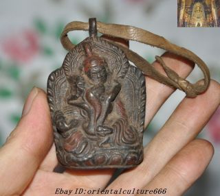 Old Tibet Buddhism Bronze Cinnabar Hevajra Yab - Yum Buddha Statue Amulet Pendant