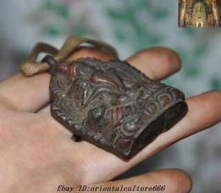 Old Tibet Buddhism Bronze Cinnabar Hevajra Yab - Yum Buddha Statue amulet Pendant 5