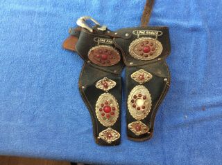 Vintage Roy Rogers Kids Leather Toy Holsters With Metal Buckled,  Plastic Goncho