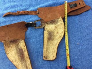 Vintage Roy Rogers Kids Leather Toy Holsters with metal buckled,  plastic goncho 4