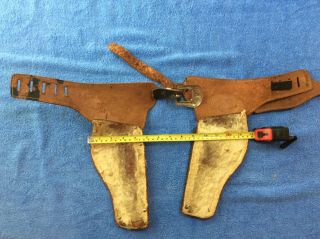 Vintage Roy Rogers Kids Leather Toy Holsters with metal buckled,  plastic goncho 5
