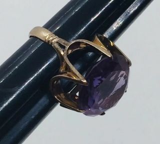 Vintage 14k Yellow Gold Syn.  Alexandrite Purple Blue Color Change Ring Size 6.  5 3