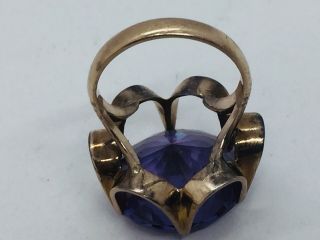 Vintage 14k Yellow Gold Syn.  Alexandrite Purple Blue Color Change Ring Size 6.  5 8