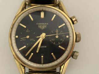 1960s Authentic Heuer Carrera Meister Vintage Mens Chronograph Pre - Tag Watch