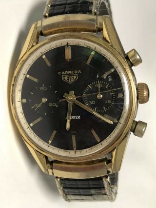 1960s Authentic HEUER CARRERA MEISTER Vintage Mens Chronograph Pre - TAG Watch 3