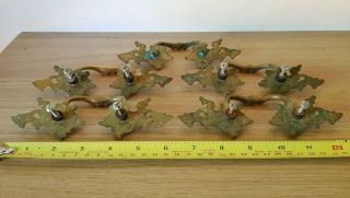 Old Vintage set of 5 Brass Ornate Drawer Handles 3