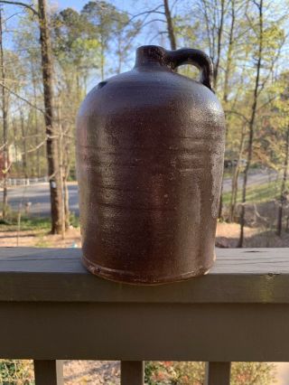 Antique Brown Pottery Jug Marked Atlanta