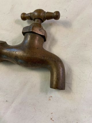 Antique Vintage Brass Cleveland Central Water Spigot Garden Lawn Stable Patina 2