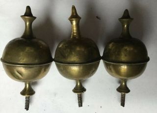 Antique Set Of 3 Longcase Grandfather Clock Georgian Brass Finials