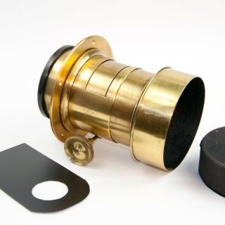 Antique Ross Cabinet Petzval Brass Lens 12 inch 300mm f4.  0 for wetplate 3