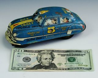 Vintage Antique Marx Friction Powered Dick Tracy Squad / Riot Car Tin Litho Toy