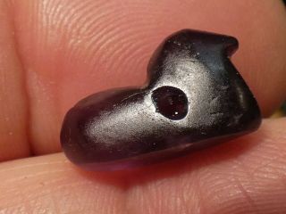 Ancient Pyu Purple Amethyst Bird Sculpture Amulet Bead 16.  7 By 10.  4 By 6.  2 Mm