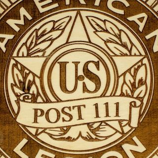 Custom Post Number AMERICAN LEGION logo plaque Laser engraved wood LNF11 3