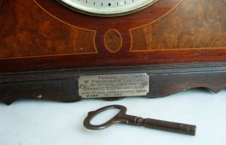 LARGE VINTAGE NAP HAT INLAID WOODEN MANTEL CLOCK 5