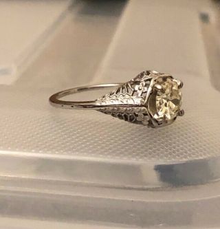 Vintage Art Deco 18K White Gold Round Diamond Ring Size 6.  5 4