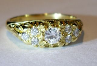 Antique 18ct Gold & Diamond Ring With 0.  40cts Of Natural Diamonds