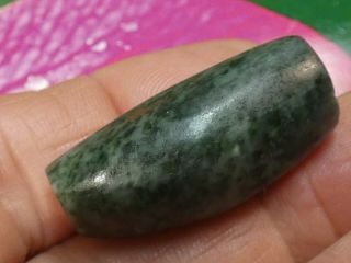 MUSEUM QUALITY ANCIENT PRE - COLUMBIAN MESOAMER BLUE GREEN JADE BEAD 34.  6 BY 16 MM 6