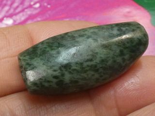 MUSEUM QUALITY ANCIENT PRE - COLUMBIAN MESOAMER BLUE GREEN JADE BEAD 34.  6 BY 16 MM 8