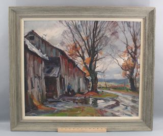 Large Antique Emile Gruppe American Impressionist Vermont Landscape Oil Painting