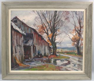 Large Antique EMILE GRUPPE American Impressionist Vermont Landscape Oil Painting 2