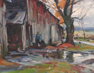 Large Antique EMILE GRUPPE American Impressionist Vermont Landscape Oil Painting 4