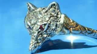 Impressive Antique Georgian Rose Cut Diamond & Ruby FOX 18ct Gold RARE Ring 2