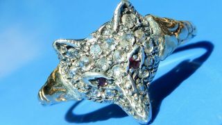 Impressive Antique Georgian Rose Cut Diamond & Ruby FOX 18ct Gold RARE Ring 4