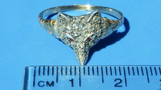 Impressive Antique Georgian Rose Cut Diamond & Ruby FOX 18ct Gold RARE Ring 7