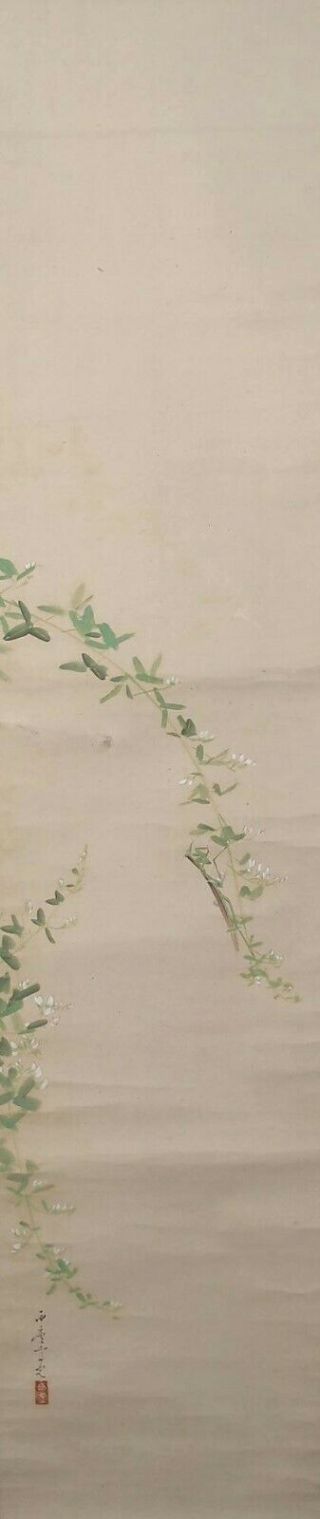 1578 Japanese Hanging Scroll: Mantis On Bush Clover