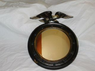 Antique Cast Iron Bullseye Convex Eagle Wall Mirror Federal Old Porthole Rare