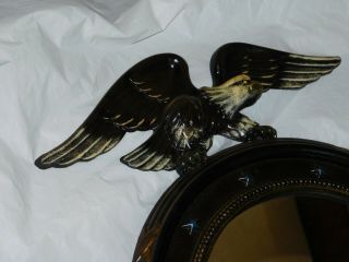 antique cast iron bullseye convex eagle wall mirror federal old porthole rare 3