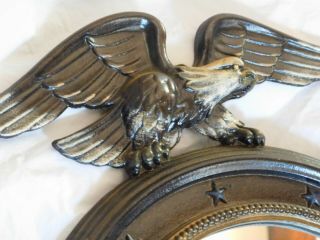 antique cast iron bullseye convex eagle wall mirror federal old porthole rare 5