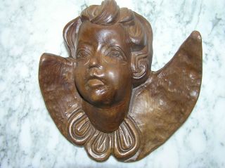 Vintage Hand Carved Wooden Figure Of An Angel.