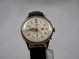 Vintage Movado Triple Date Calendar 18k Gold Wrist Watch