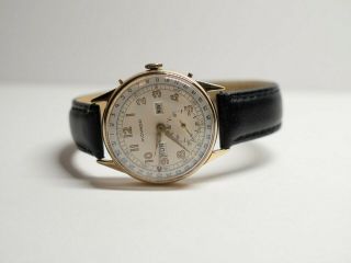 Vintage Movado Triple Date Calendar 18K Gold Wrist Watch 2