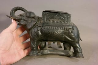 Antique ART DECO Figural CAST IRON ELEPHANT STATUE Old CIGARETTE Vape DISPENSER 5