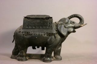 Antique ART DECO Figural CAST IRON ELEPHANT STATUE Old CIGARETTE Vape DISPENSER 7