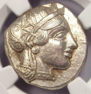 Ancient Athens Greece Athena Owl Tetradrachm Coin (440 - 404 BC) - NGC Choice AU 5