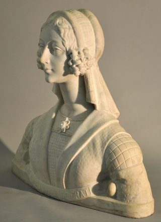 Antique monumental Italian Renaissance Carrara marble statue sculpture bust 1860 3