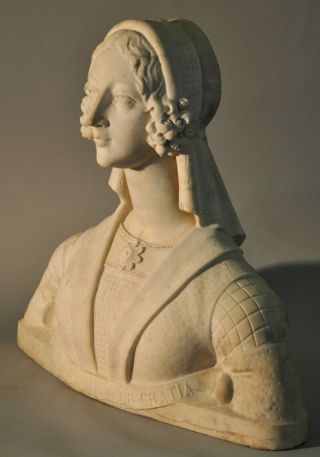 Antique monumental Italian Renaissance Carrara marble statue sculpture bust 1860 6